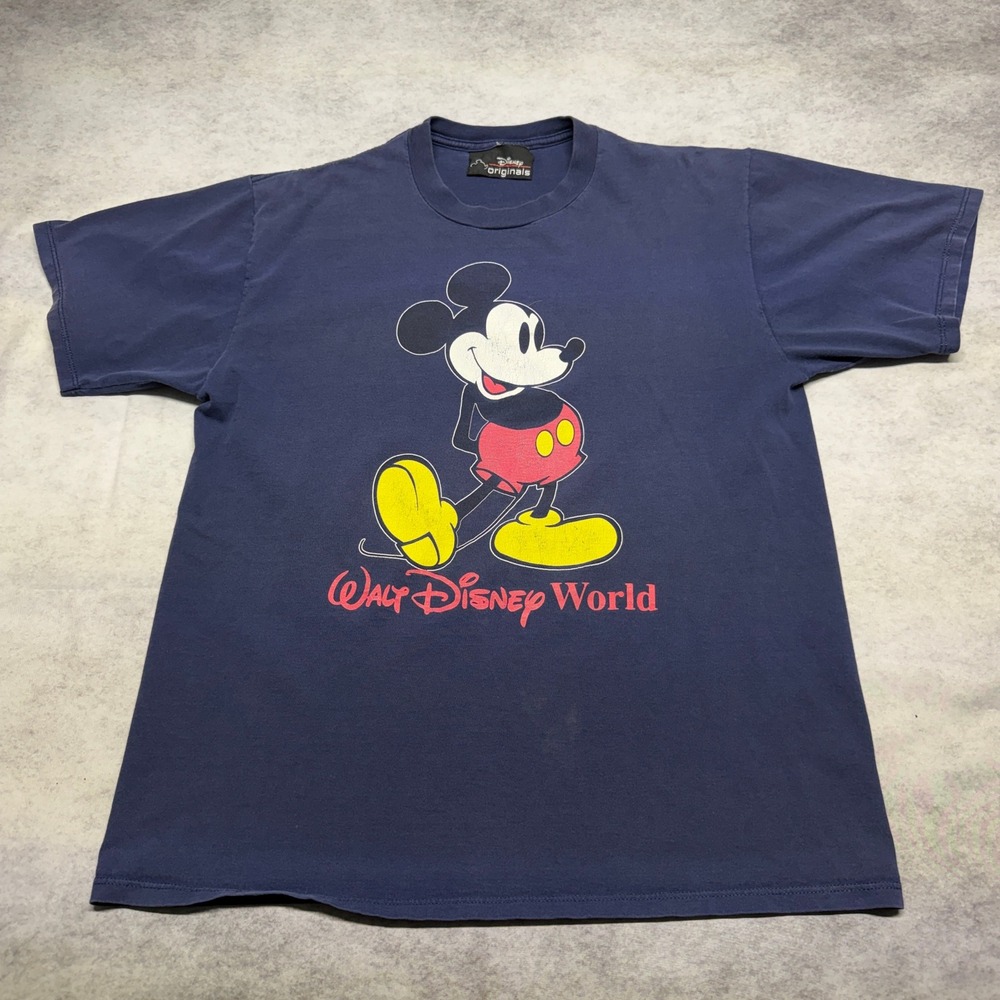 Vintage Disney Originals Mickey Mouse Walt Disney World T-Shirt Navy XL‎ USA 90s